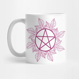 Cerise Pink Leafy Pentagram Mug